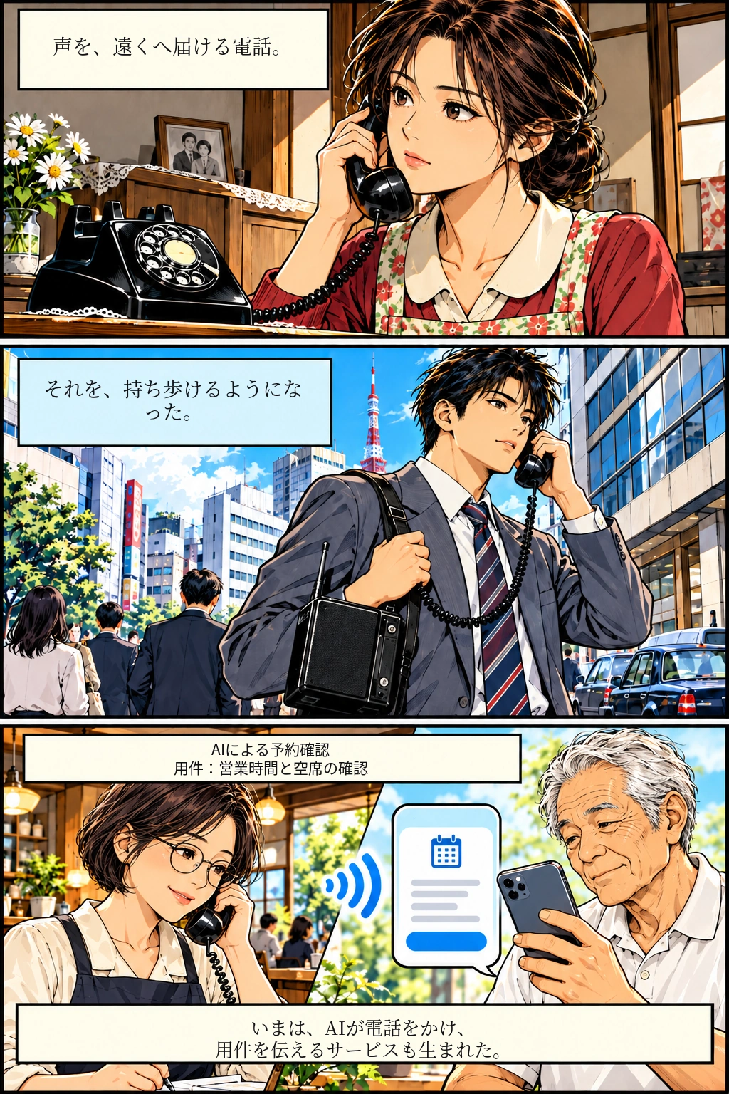 第1話 P22。電話は、用事を託す道具へ。
