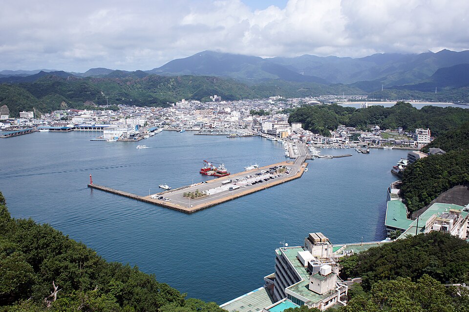 Katsuura bay and town from above in 2010