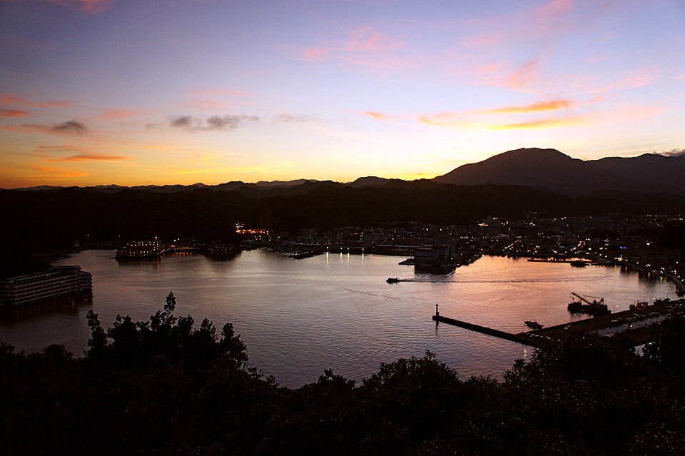 Katsuura harbor at dusk in 2010